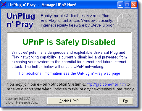 Grc Unplug N Pray Disable The Dangerous Upnp Internet Server